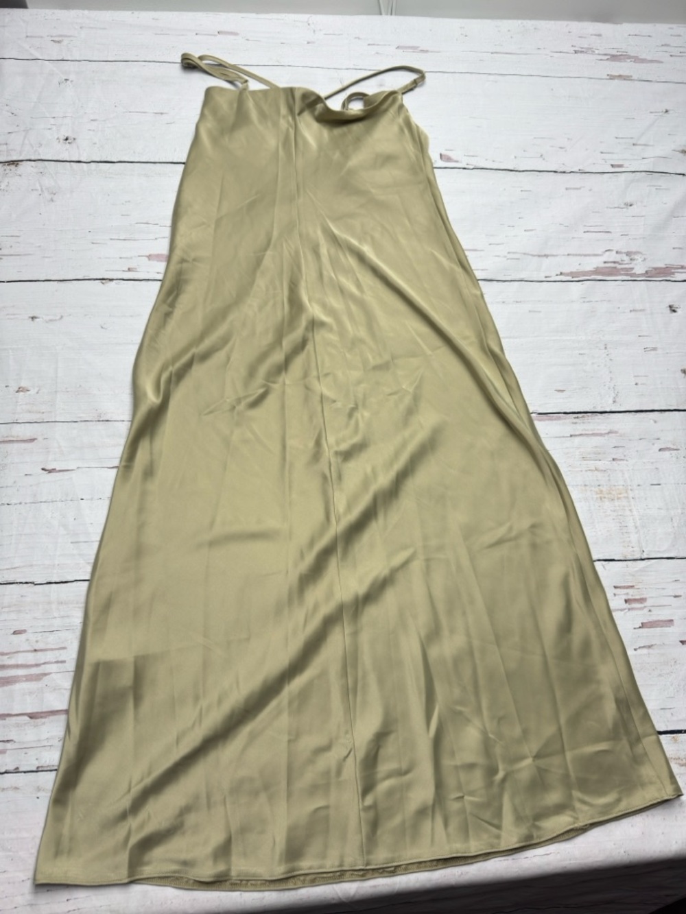 Nasty Gal Satin Halter Midi Dress Gold US 6 Y2K Slip - Picture 3 of 8